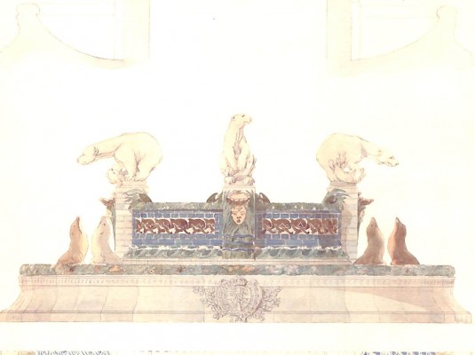Kopie van het originele ontwerp van de Deense fontein, Arnold Krog